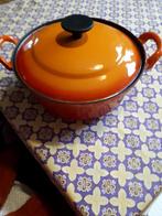 Gietijzer zware pan oranje emaille, Ophalen, Gebruikt, Gietijzer