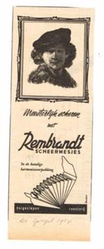 Rembrandt Scheermesjes - Advertentie uit Tijdschrift 1954, Verzenden, Gebruikt