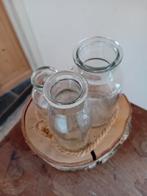 Houten plateau met 3 glazen flesjes, Huis en Inrichting, Woonaccessoires | Vazen, Ophalen, Overige materialen, Gebruikt, Overige kleuren