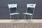 Vintage bistrostoeltjes 2x  bistro stoel stoeltjes brocante, Ophalen of Verzenden, Gebruikt, Metaal, Inklapbaar