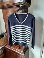 River Woods donkerblauw met witte streep V-hals trui. M, Kleding | Dames, Truien en Vesten, Maat 38/40 (M), Blauw, River Woods