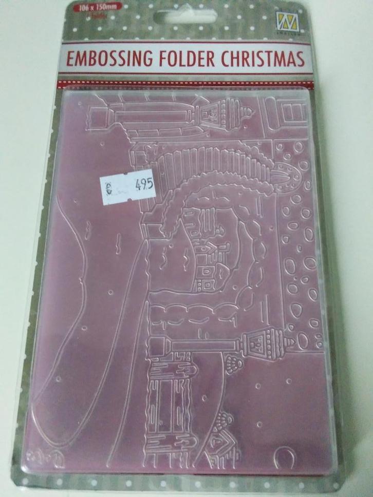 Embossing folder Christmas snowy stairs and bow, Hobby en Vrije tijd, Kaarten | Zelf maken, Nieuw, Pons of Mal, Kerst, Ophalen of Verzenden
