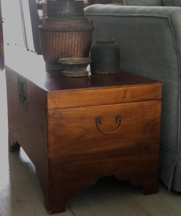 Chinese Aziatische kist bijzettafel oosters, Antiek en Kunst, Curiosa en Brocante, Ophalen