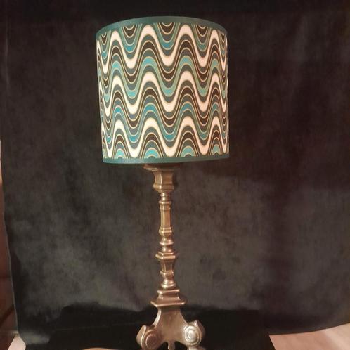Schemerlamp vintage retro groen blauw goud, Huis en Inrichting, Lampen | Tafellampen, Nieuw, Minder dan 50 cm, Stof, Ophalen of Verzenden