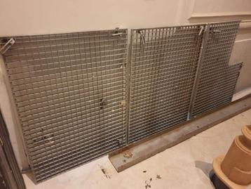 3 RVS looproosters 100x75cm + stalen draagbalk L243,5 B16cm beschikbaar voor biedingen
