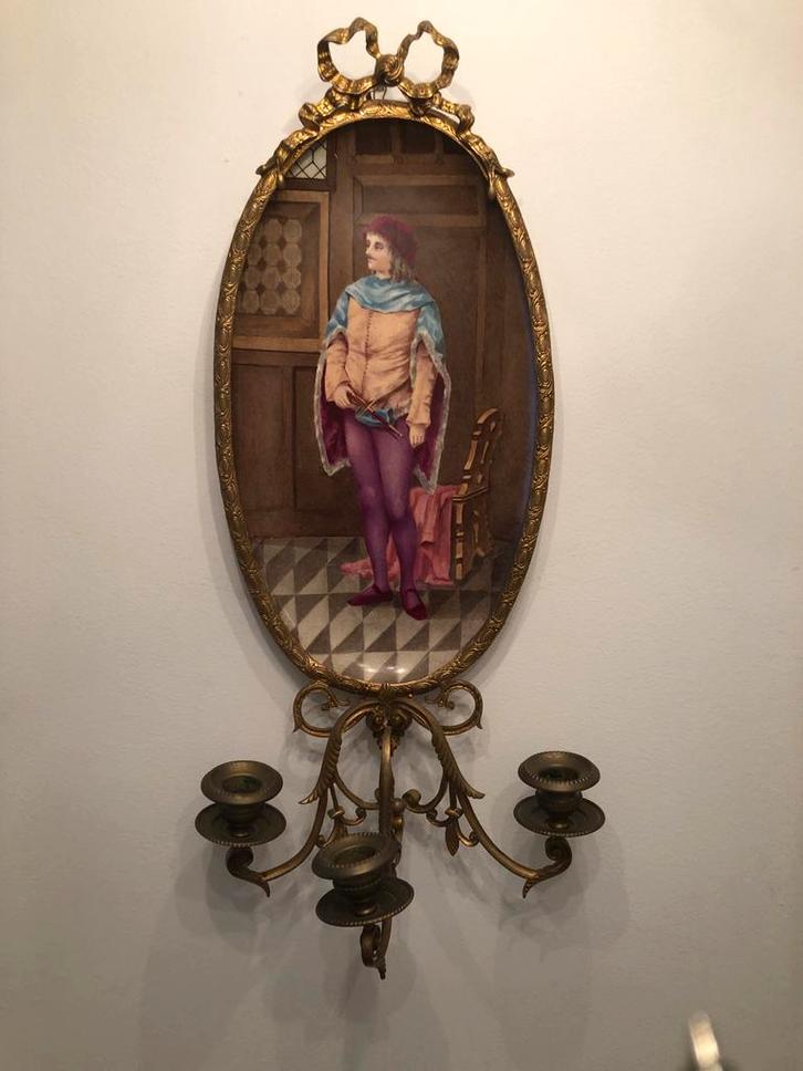 Wandbord met Kandelaar Frankrijk circa 1800, Antiek en Kunst, Antiek | Kandelaars, Overige materialen, Ophalen