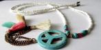 Prachtige ketting met Turquoise vredes peace teken hanger, Verzenden, Zo goed als nieuw, Steen of Mineraal, Met edelsteen