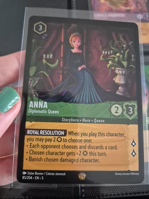 Lorcana C5 Anna diplomatic queen foil, 85/204 NM, Hobby en Vrije tijd, Verzamelkaartspellen | Overige, Zo goed als nieuw, Losse kaart