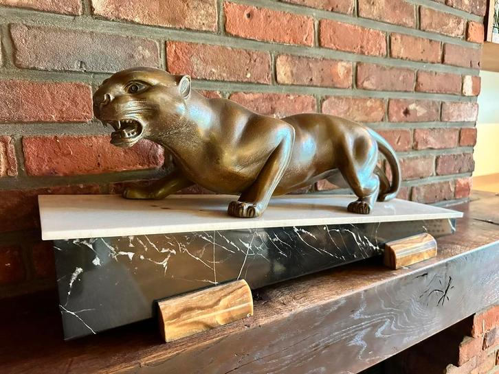 French Art Deco Bronze gepatineerd Panther by Guy Debe, Antiek en Kunst, Antiek | Koper en Brons, Ophalen