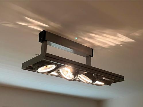 Design spot plafondlamp 4 spots industrieel, Huis en Inrichting, Lampen | Spots, Gebruikt, Plafondspot of Wandspot, Metaal of Aluminium