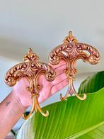 2 grote vintage messing haken wandhaken kapstokhaken, Ophalen of Verzenden, Gebruikt