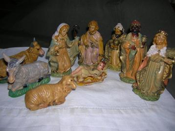 vintage kerststal figuurtjes 9-delige set beschikbaar voor biedingen