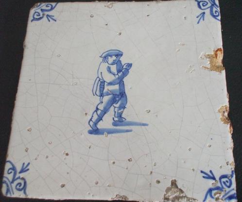 Antieke Tegeltje -Man -Vintage, Verzamelen, Overige Verzamelen, Gebruikt, Ophalen of Verzenden