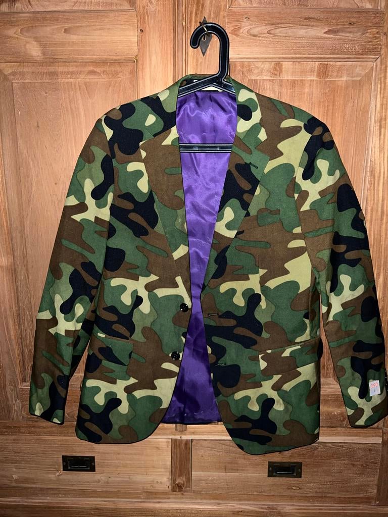 Carnaval Camouflagepak - Colbert EU48, Broek EU50, Ophalen of Verzenden, Zo goed als nieuw, Maat 48/50 (M), Groen