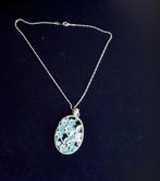 Leuke zilveren ketting, Met kristal, Blauw, Nieuw, Ophalen of Verzenden