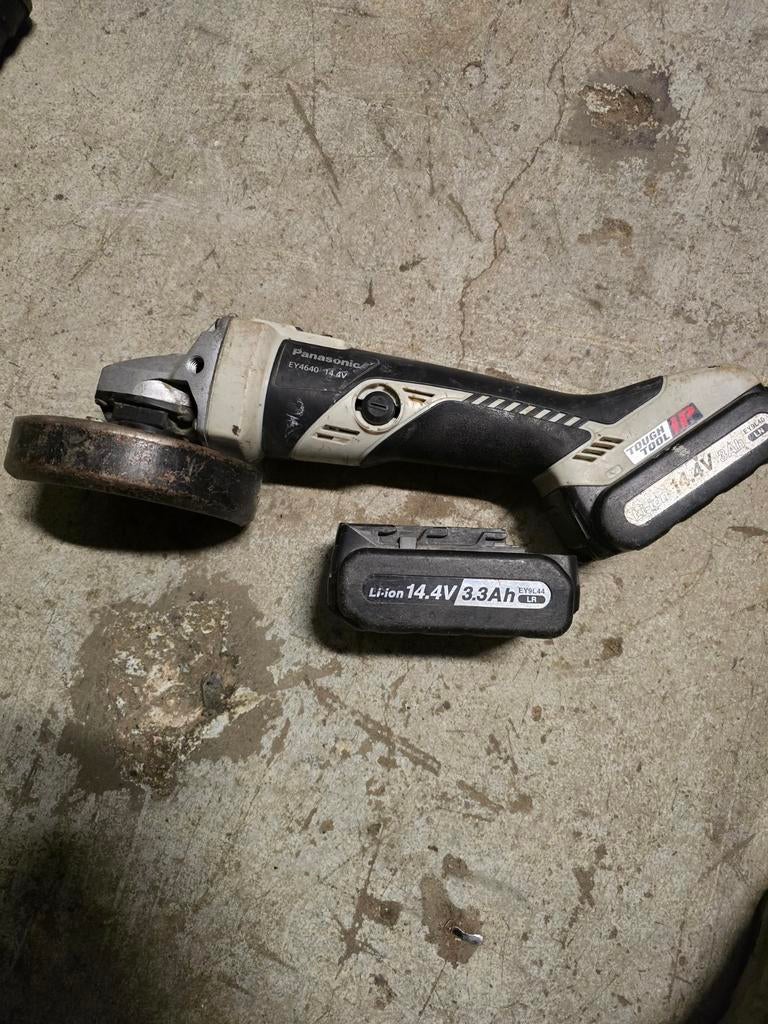 Panasonic EY4640 14.4v accu haakse slijpmachine, Ophalen of Verzenden, Gebruikt, Haakse handslijpmachine