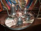 Koffie Thee stel: Rio Tiel, nikkel, Art Deco, 4 dlg + lepels, Antiek en Kunst, Ophalen of Verzenden
