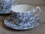 2x Kop-en-schotel, Myott Meakin, PEONY BLUE, z.g.a.n., Antiek en Kunst, Antiek | Servies los, Ophalen of Verzenden