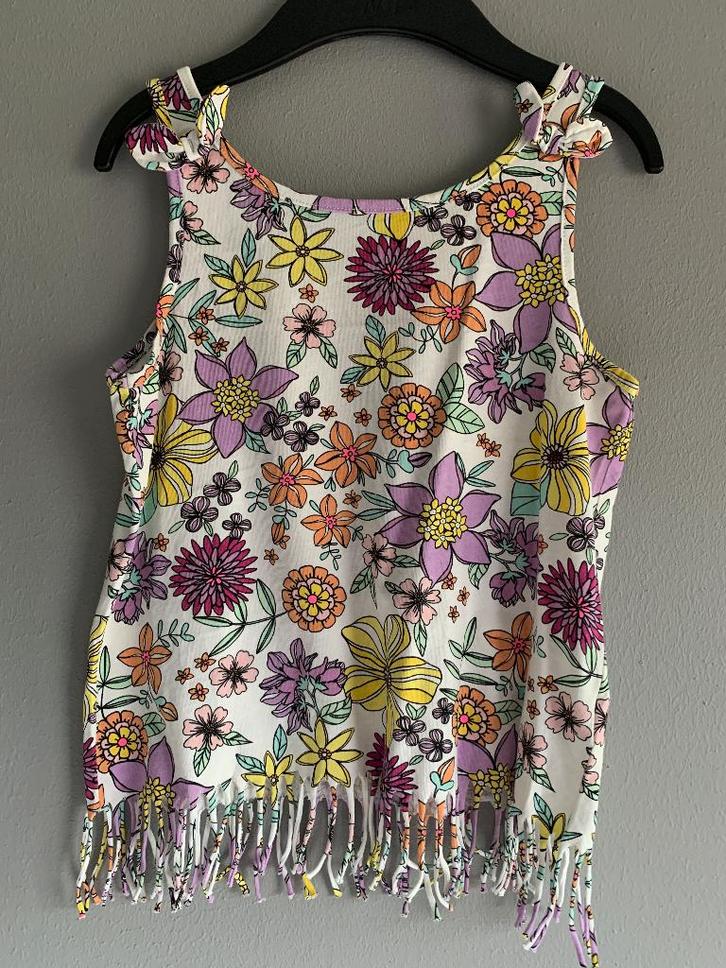 C&A Topje met Bloemen Print & Franjes mt 140, Kinderen en Baby's, Kinderkleding | Maat 140, Zo goed als nieuw, Meisje, Overige typen