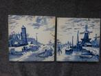 Twee Delftse vintage tegels, vierkant 15 cm., Ophalen of Verzenden