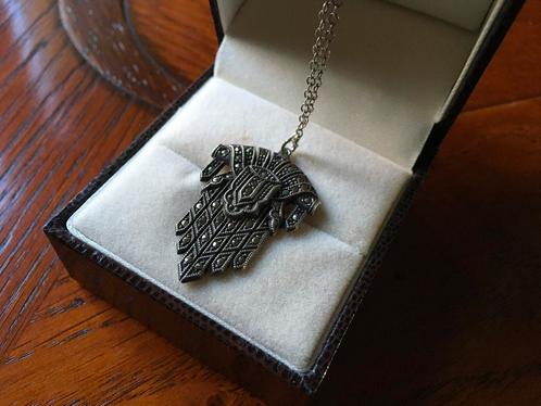 PRACHTIGE ART DECO ZILVER COLLIER MET MARKESIETJES, Sieraden, Tassen en Uiterlijk, Antieke sieraden, Ophalen of Verzenden