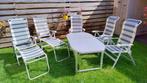 5 camping stoelen + 2 voeten bankjes en tafel, Ophalen, Gebruikt, Campingstoel