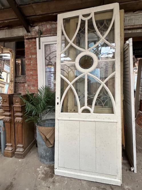 antieke deur uit klooster met glas in lood binnendeur uniek, Antiek en Kunst, Antiek | Religie, Ophalen