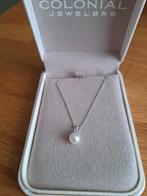 14K Witgouden Ketting Parel & Diamant, Sieraden, Tassen en Uiterlijk, Kettingen, Ophalen of Verzenden, Zo goed als nieuw, Wit
