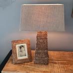 prachtige vintage rieten lamp en rieten kadertje, Huis en Inrichting, Lampen | Tafellampen, Ophalen, Zo goed als nieuw