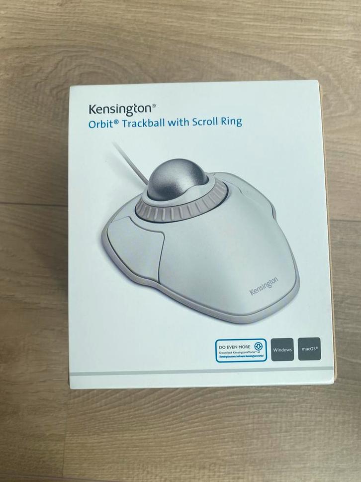 Wit Kensington Orbit Trackball met scrollring muis NIEUW, Computers en Software, Muizen, Nieuw, Muis, Linkshandig, Rechtshandig