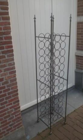 Groot WIJNREK smeedijzer 39 flessen flessenrek 169 cm. hoog, Ophalen, Zo goed als nieuw, 25 flessen of meer, Metaal