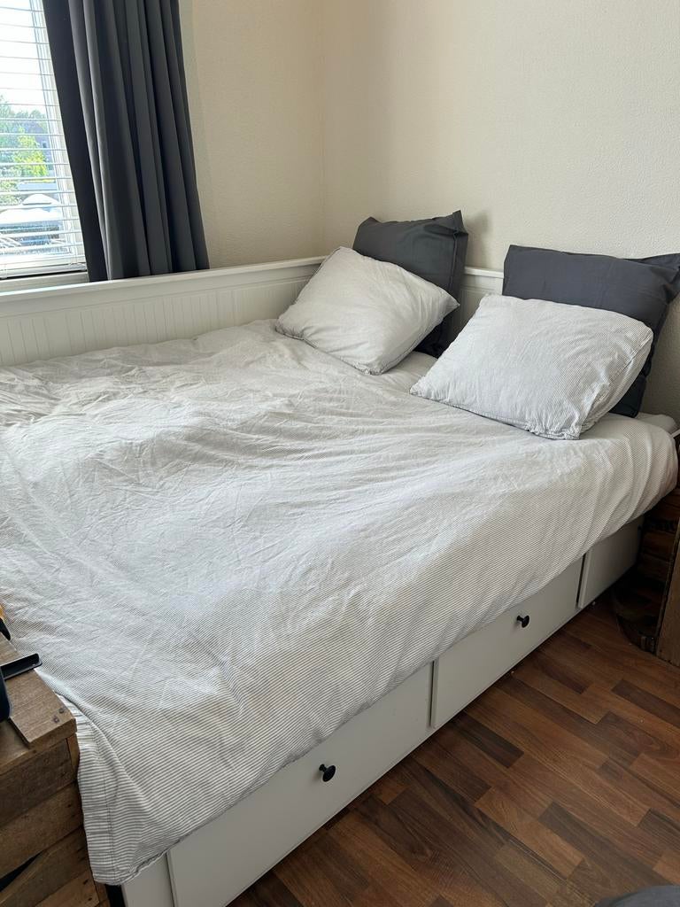 Ikea Hemnes bedbank met 3 lades, Ophalen, Eenpersoons, Wit, 80 cm