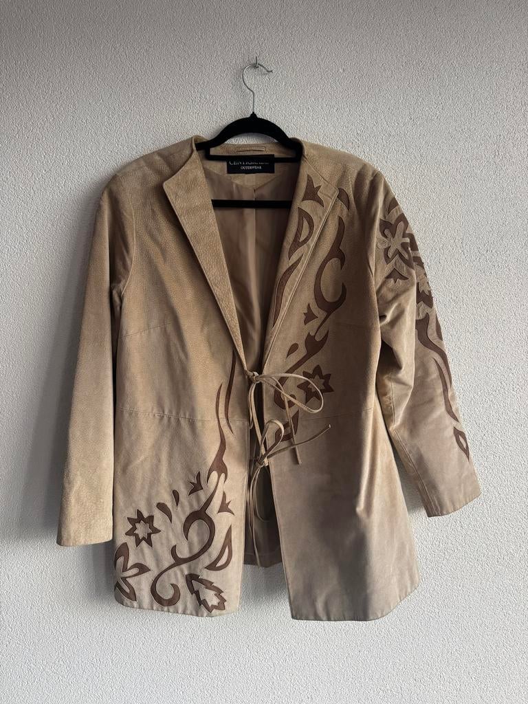 Vintage Y2K bruin leren suede blazer met borduursels, Kleding | Dames, Jasjes, Kostuums en Pakken, Vintage, Bruin, Vintage, Maat 46/48 (XL) of groter
