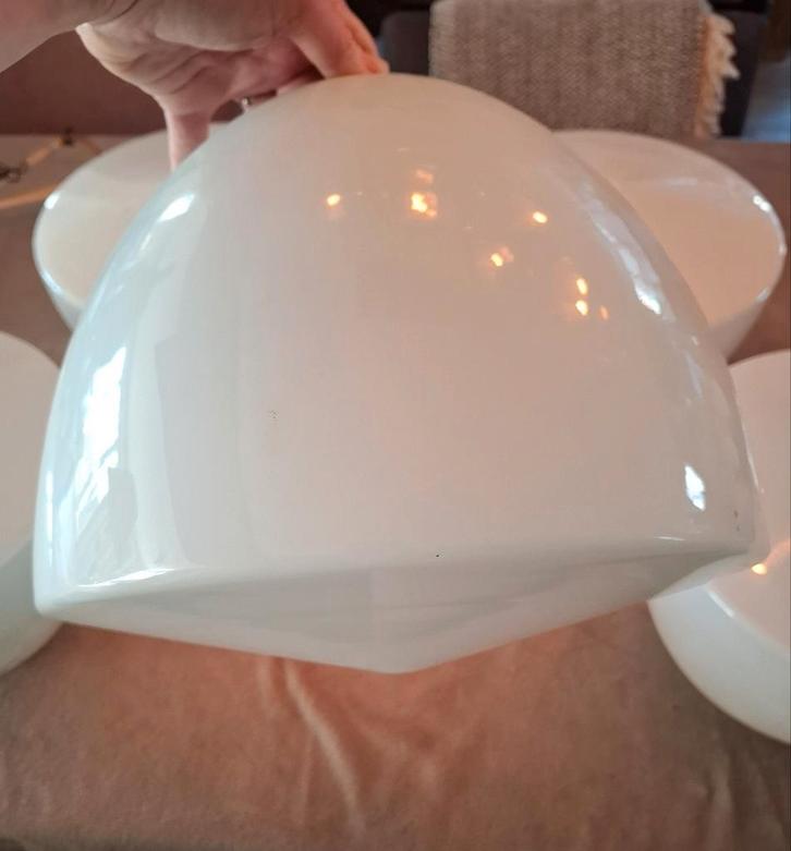 Vintage Gispen Giso Hanglampen (3 stuks), Huis en Inrichting, Lampen | Hanglampen, Gebruikt, 75 cm of meer, Glas, Metaal, Ophalen