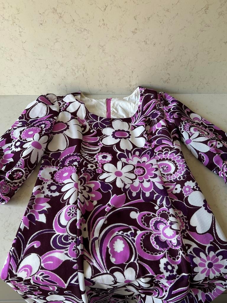 Vintage 70s jurk paars, Ophalen, Gedragen, Maat 38/40 (M), Paars