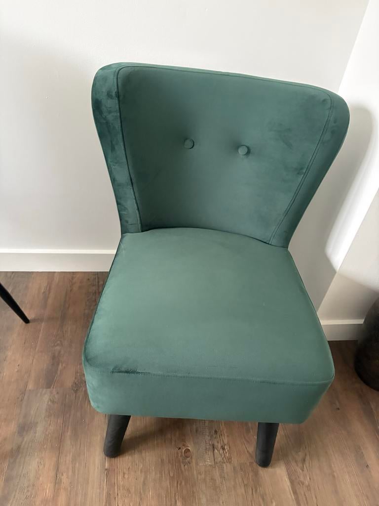 Zo goed als nieuwe groene fauteuil, Huis en Inrichting, Fauteuils, Ophalen, Minder dan 75 cm, Zo goed als nieuw, 75 tot 100 cm