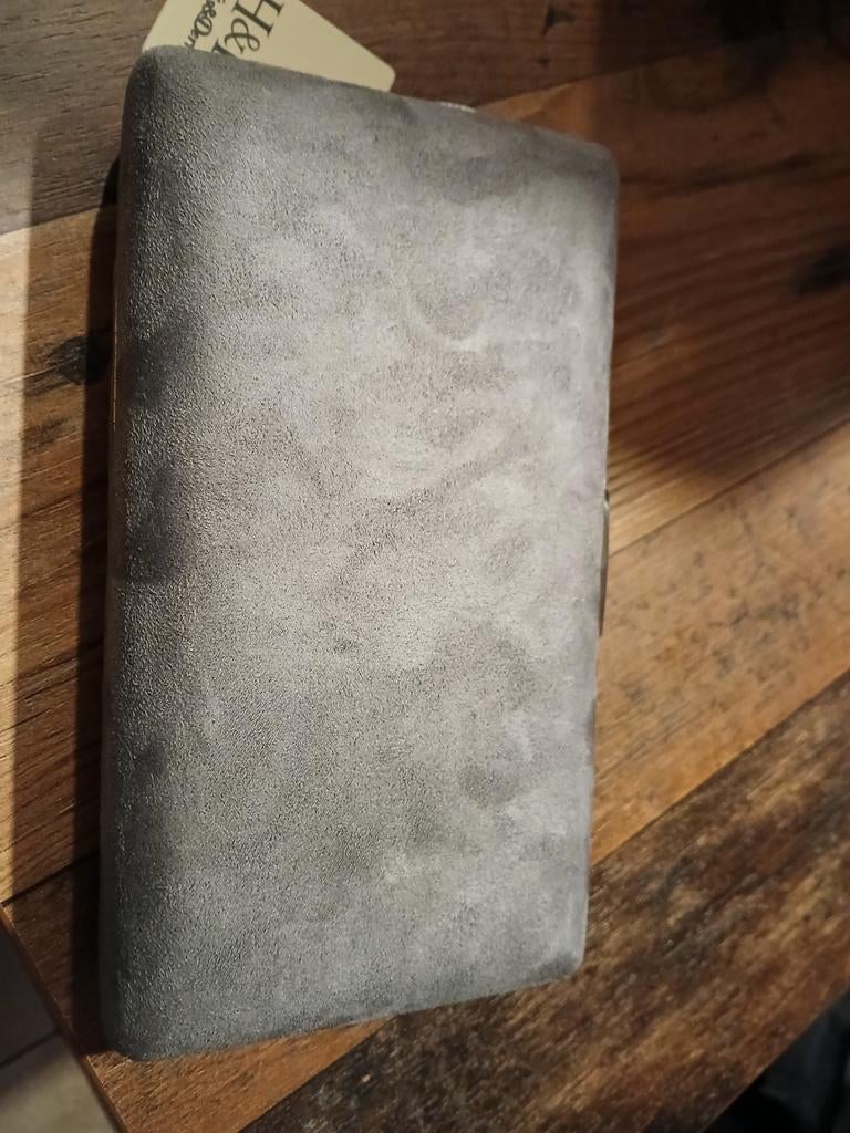 Chique grijs suède handtasje H&D Hellis&Derry, Ophalen of Verzenden, Nieuw, Grijs, Avondtasje