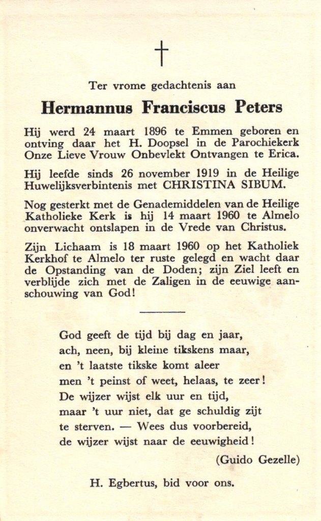 Peters Hermannus Franciscus Emmen 1896-1960 Almelo, Ophalen of Verzenden