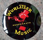 Wurlitzer music zwaar emaillen reclame USA decoratie bord, Verzamelen, Merken en Reclamevoorwerpen, Reclamebord, Ophalen of Verzenden