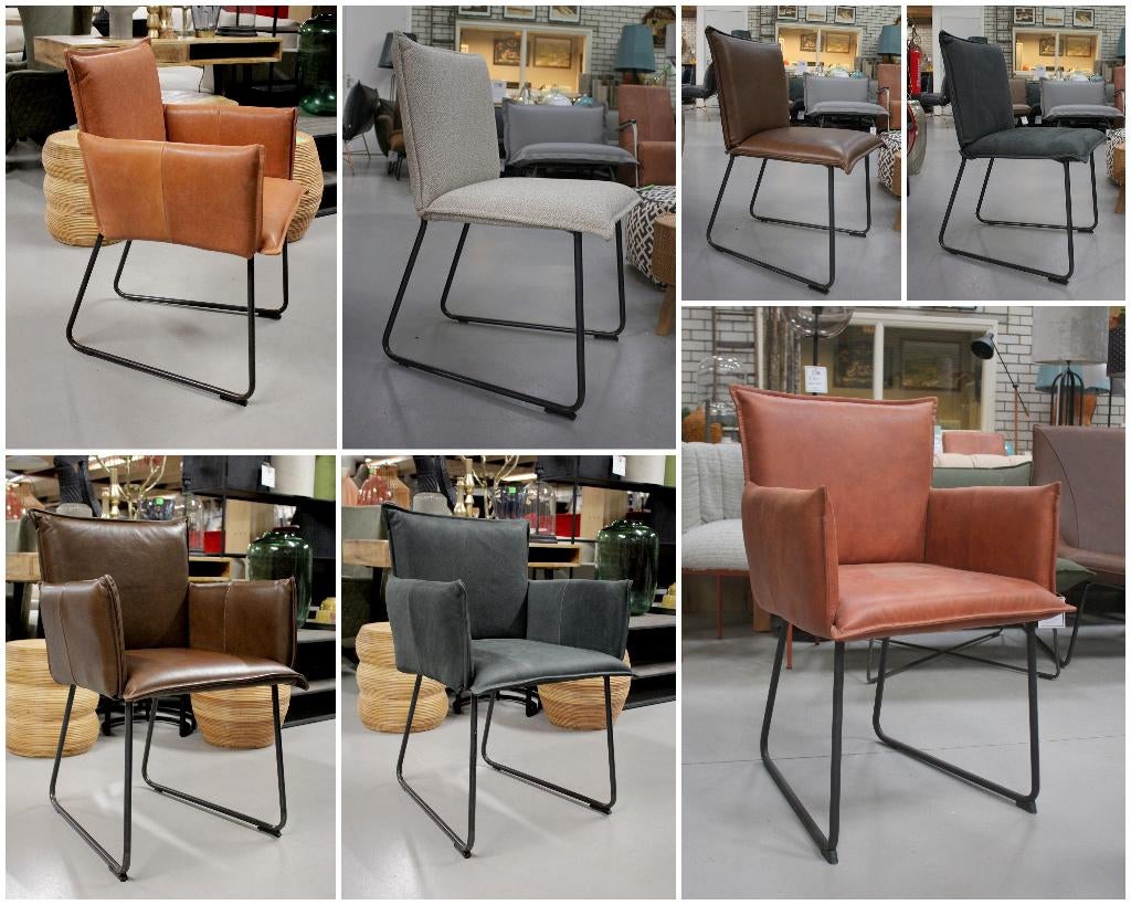 7 x luxe eetkamerstoel Duke Jess design armleuning leer stof, Ophalen, Zo goed als nieuw, Leer, Vijf, Zes of meer stoelen