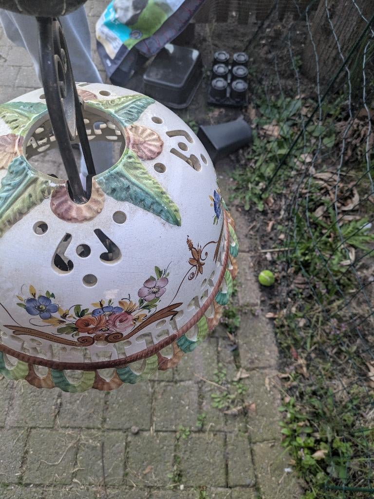 Vintage porseleinen hanglamp, Ophalen, Gebruikt, Overige materialen, Minder dan 50 cm