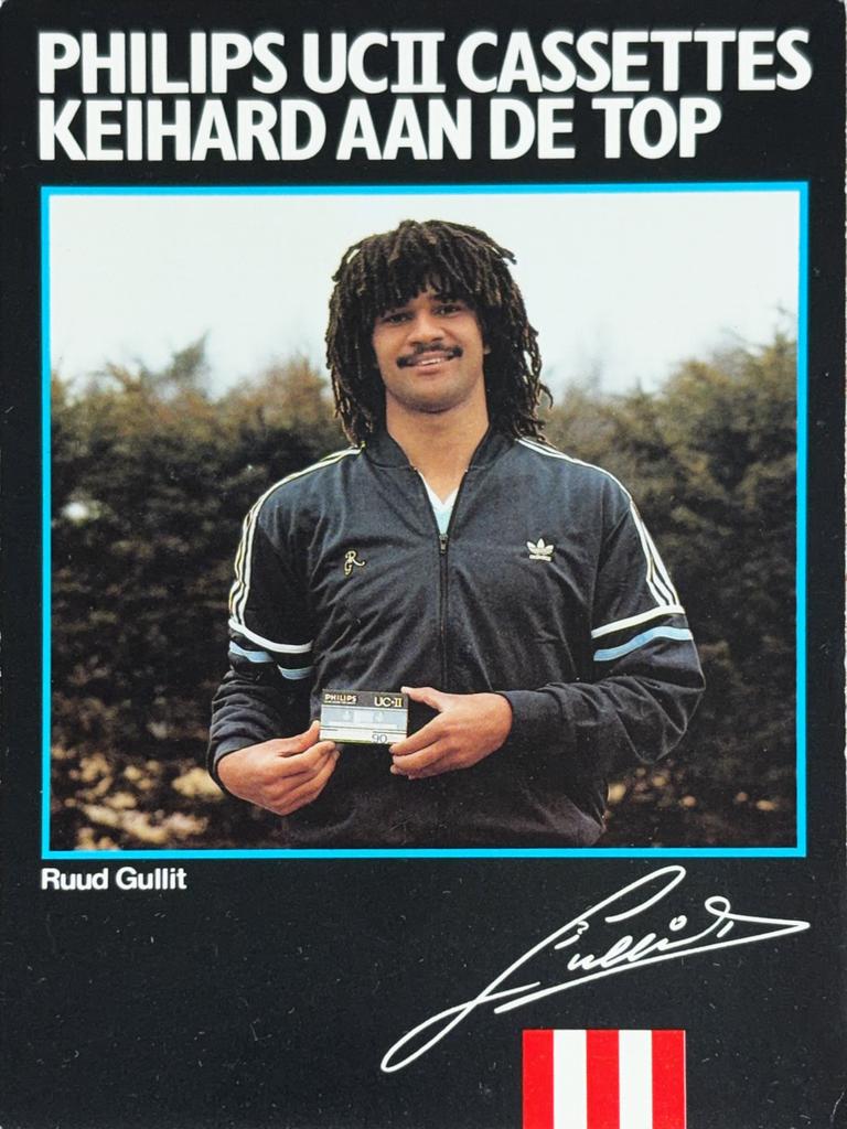 Spelerskaart Ruud Gullit - PSV Eindhoven - Philips reclame, Verzenden, Zo goed als nieuw, PSV, Spelerskaart