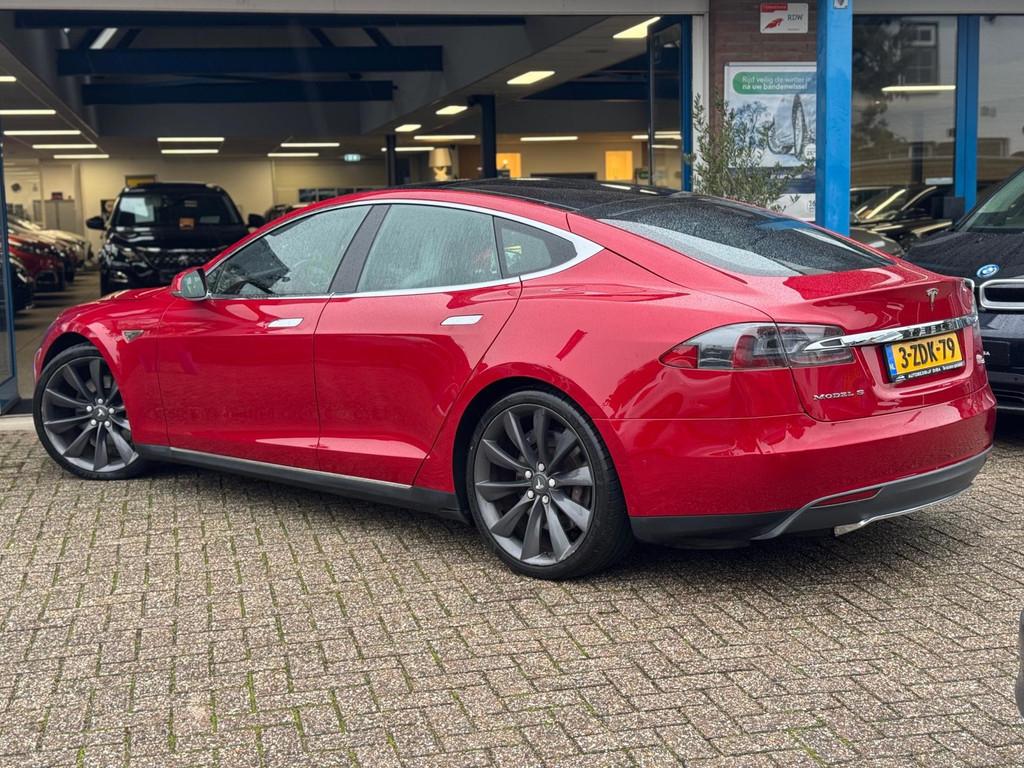 Tesla Model S 85 Base 2014 Rood PANO NAVI Free Supercharge!, Auto's, Tesla, Achterwielaandrijving, Gebruikt, Beige, 367 pk