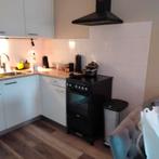 Zwart electrische fornhuis met afzuigkap, Witgoed en Apparatuur, Afzuigkappen, Ophalen, 200 tot 400 m³ per uur, Wandschouwkap