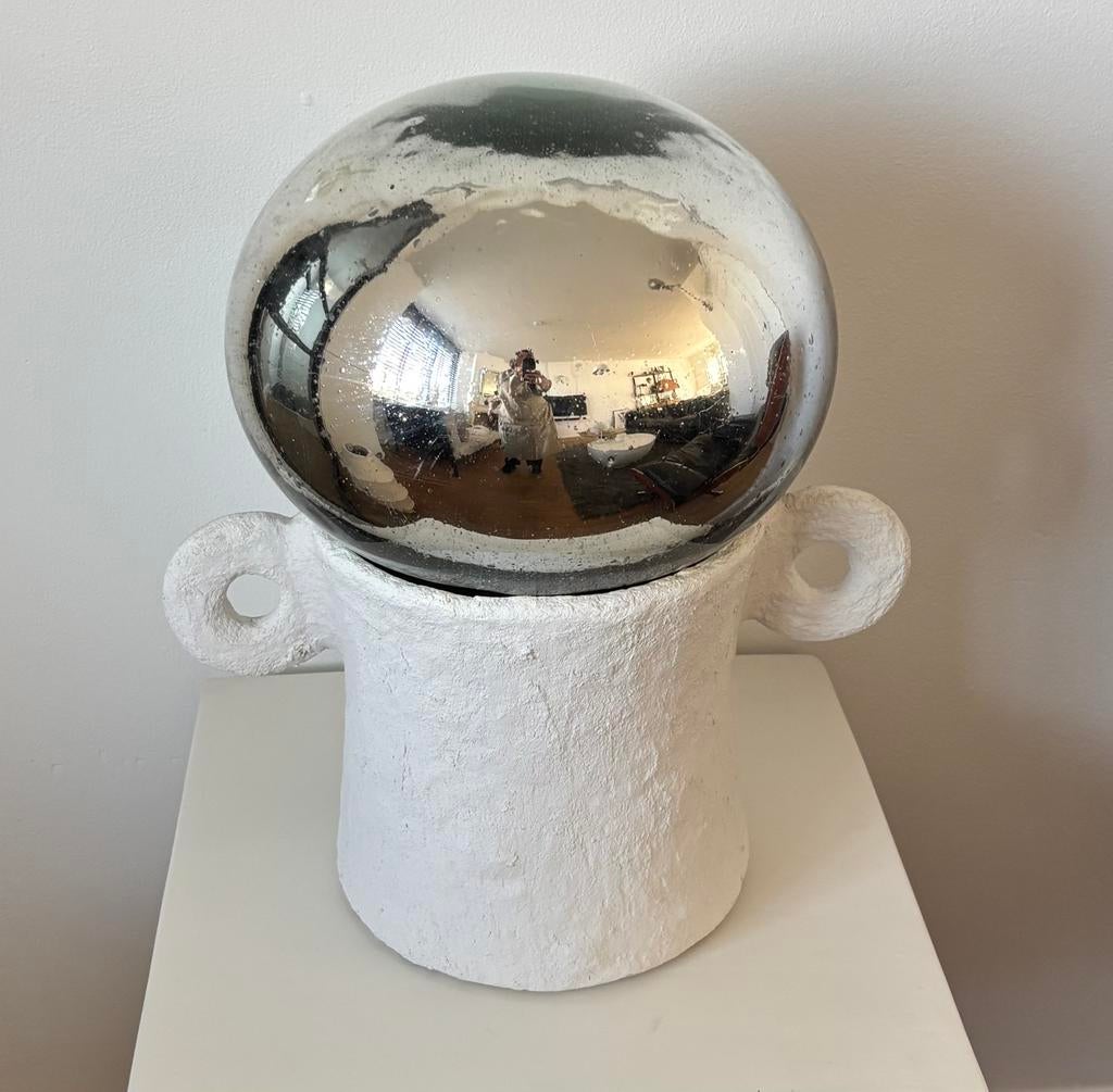 Grote vintage heksenbal zilverglas, Ophalen