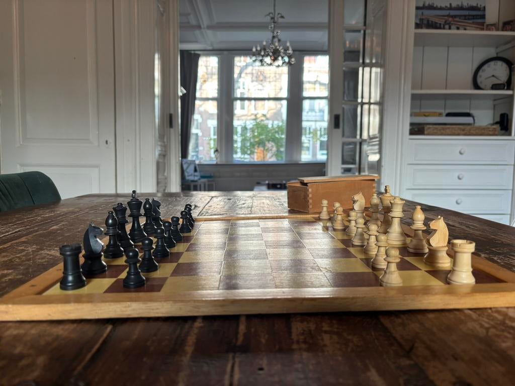 Houten schaakspel - merk Staunton, Ophalen of Verzenden, Gebruikt