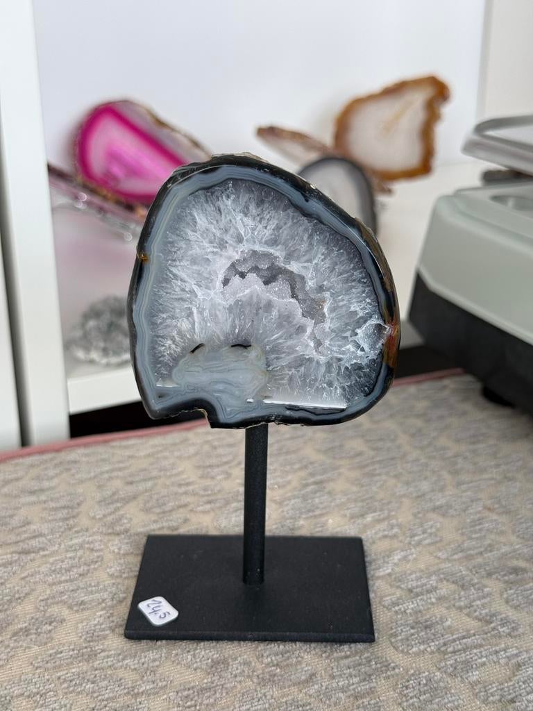 Agaat op standaard, Verzamelen, Mineralen en Fossielen, Ophalen of Verzenden