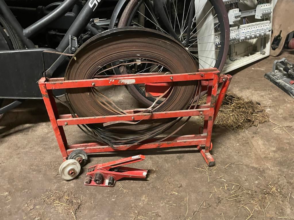 Bandspanner met afroller omsnoeringsband haspelwagen, Ophalen, Gebruikt