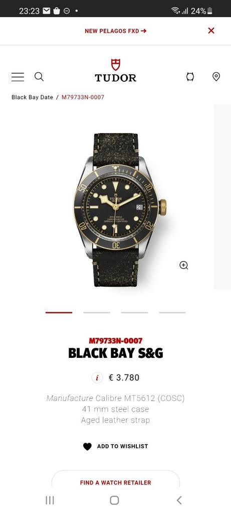 Tudor Black Bay S&G, Ophalen of Verzenden, Zo goed als nieuw, Leer, Overige merken