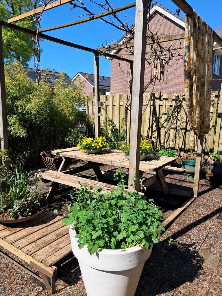 Picknicktafel, Ophalen, Gebruikt, Rechthoekig, Hout